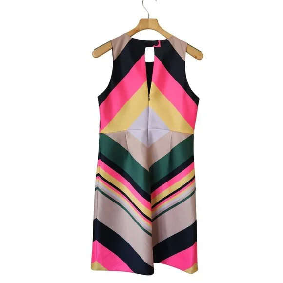 J.Crew Collection Pop Stripe Sheath Dress Chevron Sleeveless Maximalist Party - Picture 2 of 9